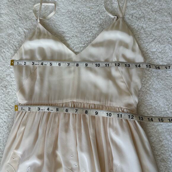 Rebecca Minkoff 100% Silk Embroidered Midi Dress Ivory Boho Size 00 - Picture 10 of 13